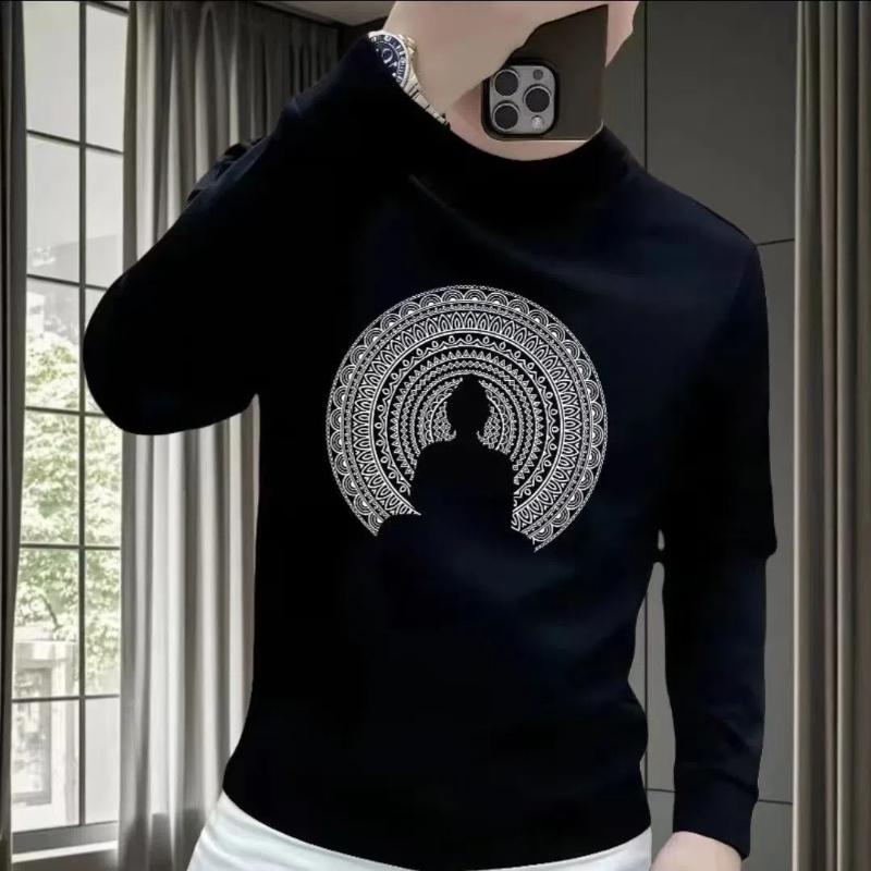 Уличная мода Толстовки Осень Новые мужские с О-образным вырезом с принтом Тренд Повседневные универсальные свитера с длинным рукавом Свободные футболки Топы