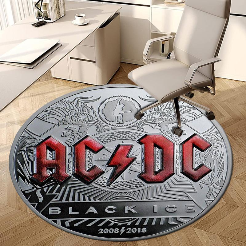 1 шт. AC/DC Черный Лед Памятная монета Круглый коврик, Изготовлен из полиэстера, Идеально подходит для украшения офисных стульев, гостиных fplt809