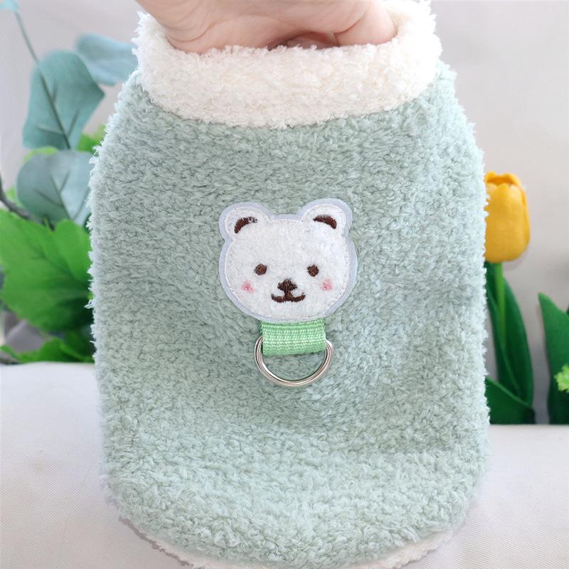 Autumn pet warm fleece traction dog clothes Teddy panda cat summer small dog autumn and winter clothes