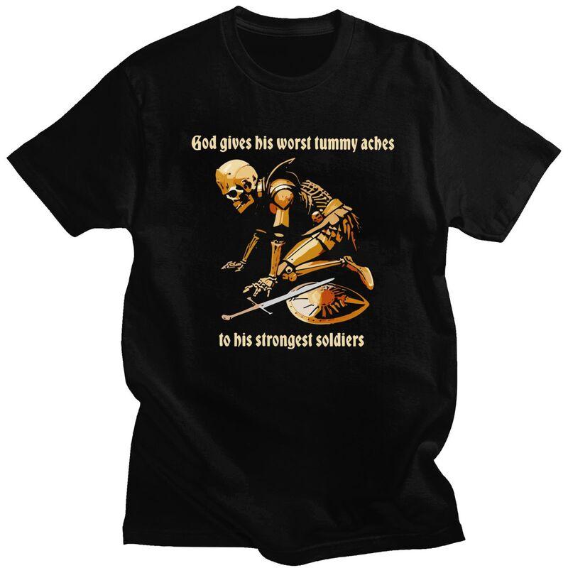 God Gives His Worst Tummy Aches To His Strongest Soldiers T Shirt Short Sleeves Tee Shirt Loose Oversized Pure Cotton Tee Tops