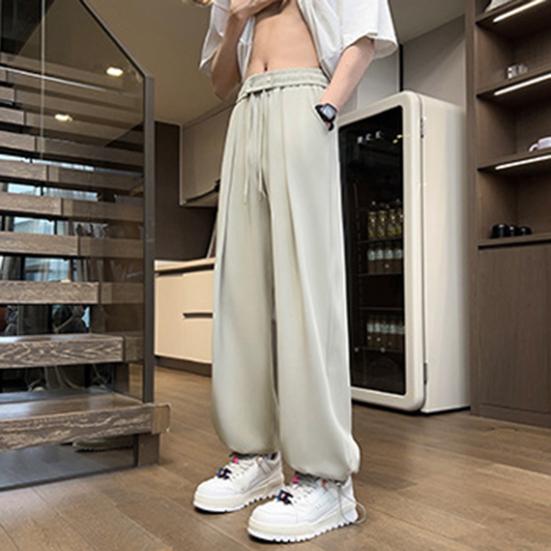 Мужские брюки на кулиске, повседневные брюки однотонного цвета, обычного стиля, длинные