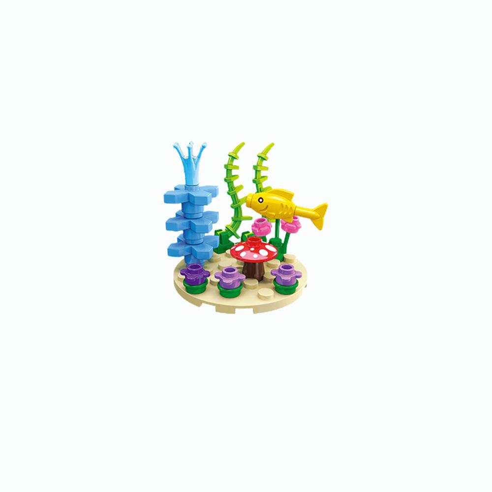 MOC Toys Мир Морских Животных Наборы Строительных Блоков Дельфин Акула Рыба-Дьявол Ракушка Водоросли Лобстер Краб Коралл Ракушка Подарки