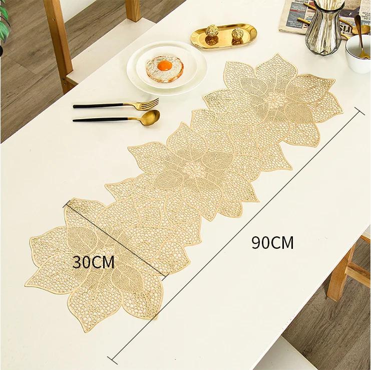 PVC Table Flag Long Solid Color Bronzing Table Flag Linen Creative Irregular Flower Nordic Light Luxury Decoration