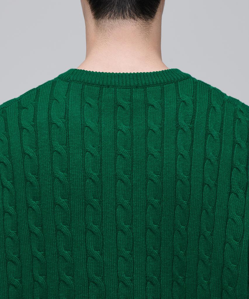MUSINSA STANDARD Cable Crew Neck Knit [Jolly Green]