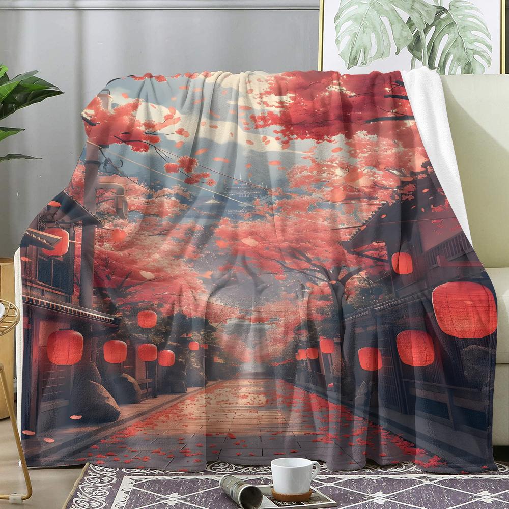 Anime Night Street Throw Soft Flannel AC Blanket Lightweight Summer Nap Throw Cozy Blanket for Sofa Bed Travel Home