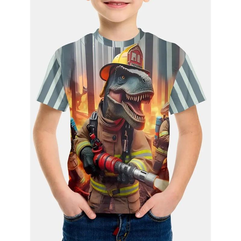 Детская футболка с 3D-принтом, футболка с короткими рукавами для мальчиков, детская летняя одежда с рисунком аниме, футболка с круглым вырезом