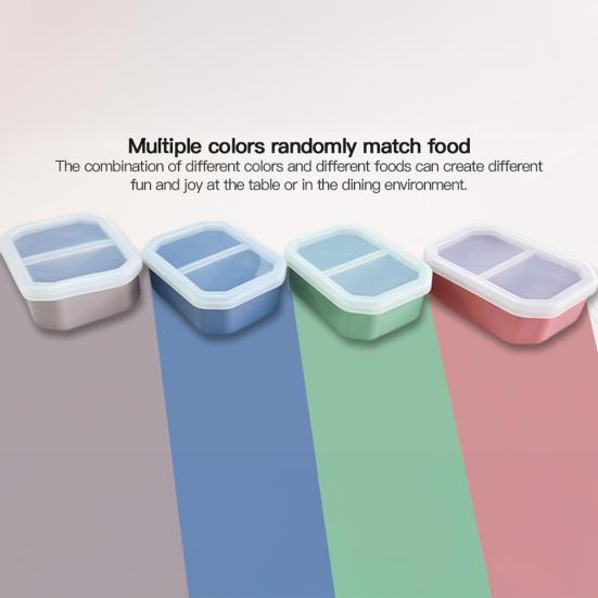 Силиконовый ланч-бокс с двойным отделением, контейнер для бенто, портативный, подходит для микроволновой печи, для приготовления еды на работу, в школу, на пикники
