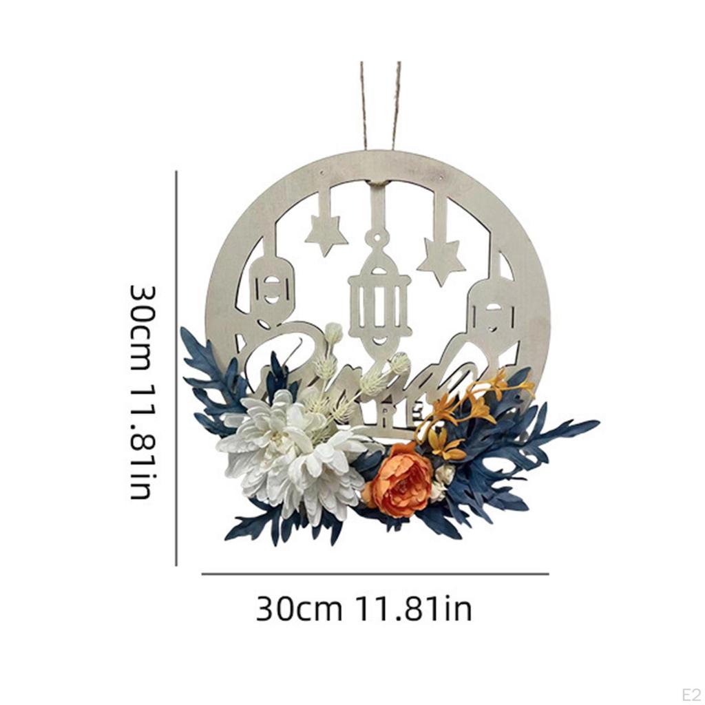 Ид Рамадан Мубарак Венок Искусственный AL Fitr 30 см Деревянный Подвесной Знак для Крыльца