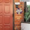2D Flat 1pc, 8x8 in Printed Artwork, Welcome Wreath Butterfly Round Aluminum Metal Sign, Wall Home Room Farmhouse Home Street, Shop, Garage, Farm