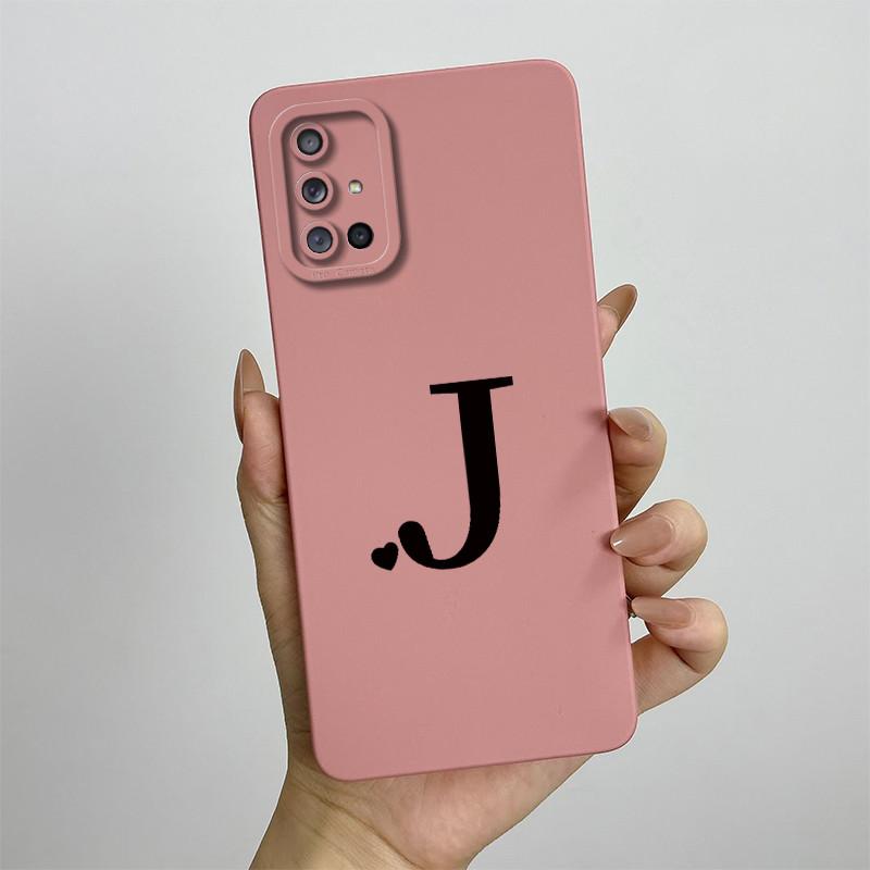 For Samsung Galaxy A51 A71 Case A515F A715F Initial Letters Liquid Silicone Phone Case For Samsung A51 A 31 71 Soft Cover Bumper