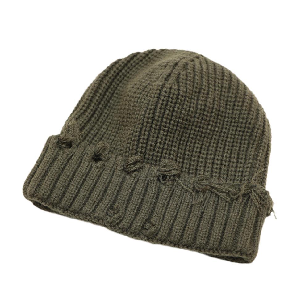 Hot Sale Distressed Customized Winter Beanies Hats Embroidered Logo Label Attach