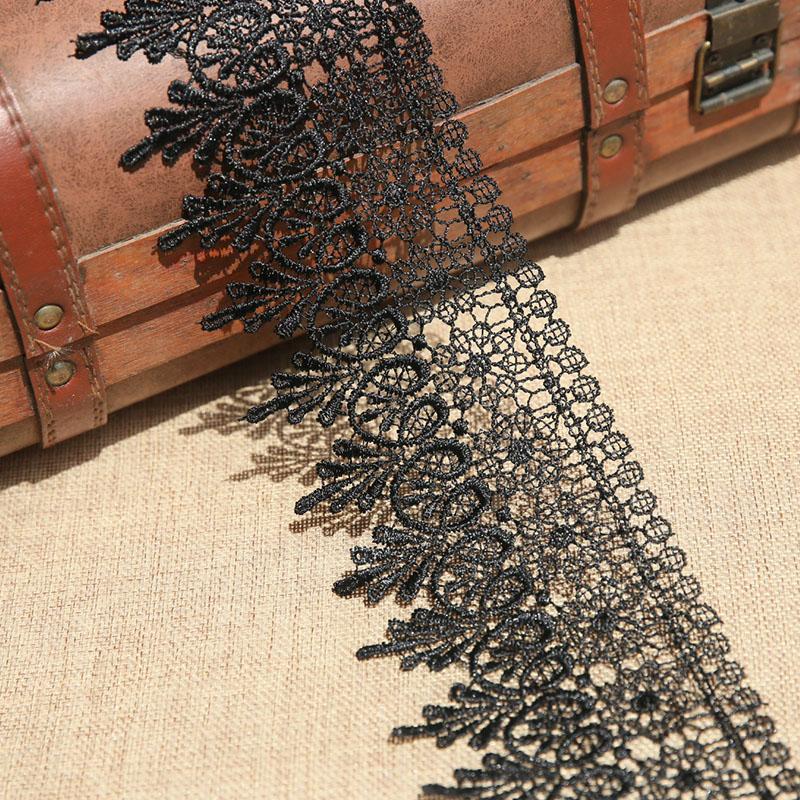 2 Y/Lot(182cm) Embroidered Net Lace Fabric Black White Coffee Lace Trim DIY Sewing Handmade Craft Materials 9.5CM Wide