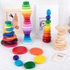 Children's Colorful Pebbles Rainbow Building Block Arch Bridge Villain Stacking Music Training Baby Hand-eye Coordination Wooden