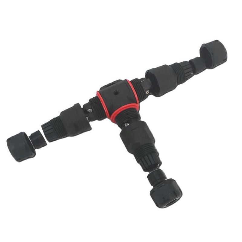 Ip68 Waterproof Connector T Shape 3 Pin 250V 24A Cable Wire Gland Sleeve Connect