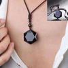 Модное модное благословение, черное счастливое украшение, ожерелье в форме гексаграммы, амулет, кулон из обсидиана