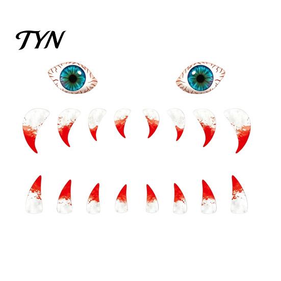 Demon Face Wall Decals Halloween Mouth Decal, Scary Beast Teeth Eyes Garage Door Waterproof PP Stickers Sticker for Yard Entryway, Spooky Outdoor