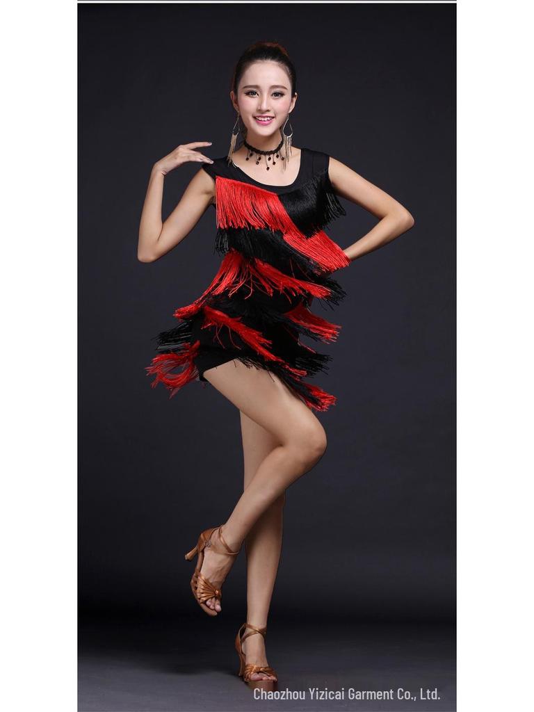 Кисточка Костюм для латиноамериканских танцев для женщин - Сценический костюм для выступления, групповая форма