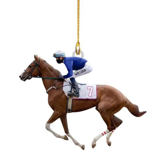 Yousheng Horse-Riding Украшение 2D Плоская акриловая лошадь Подвеска Рождественская елка Рюкзак Подвесное украшение Подарок для любителей лошадей