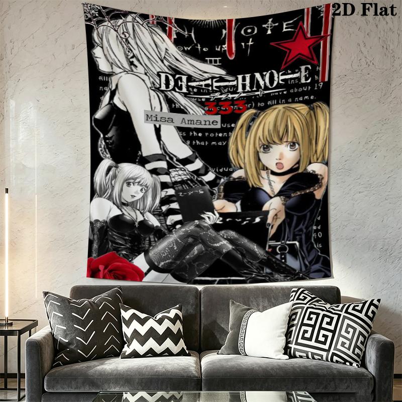Death Note Wall Tapestry Aesthetic Wall Hanging Printed Fabric Blanket Decorative Tapestries for Bedroom Living Room Home Decor
