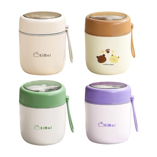 Изолированная чашка для супа Yousheng для горячей еды, детская вакуумная банка для еды из нержавеющей стали с ложкой, герметичный широкий горлышко, термоконтейнер для обеда