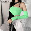 Goth Dark Y2k Лоскутные футболки в стиле E-girl в стиле панк, готический цветной топ в стиле хип-хоп с открытой спиной, технологичная одежда, уличная одежда