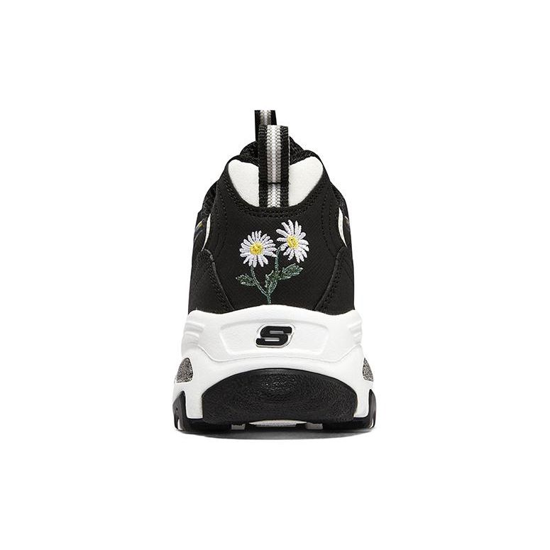 Skechers DLites 1.0 Мишка Фафа Ткань Кожа Сетка Круглый Носок На Шнуровке Амортизирующие Прочные Легкие Дышащие Низкие Папины Кроссовки 896180-BKW