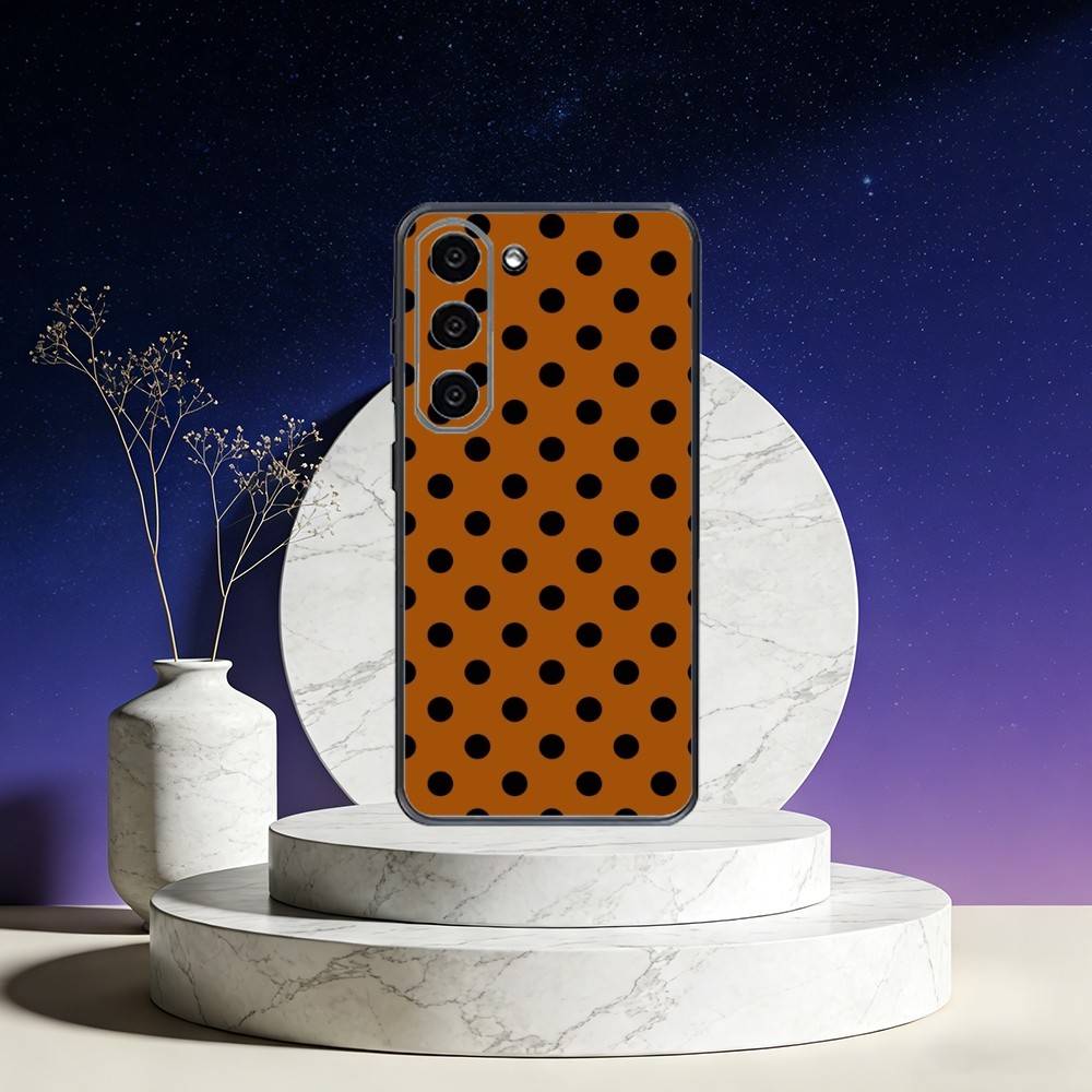 INS Brown Red Polka Dots Phone Case For Samsung Galaxy A73,A72,A71,A70,A53,A52,A51,Others Soft Black Cover
