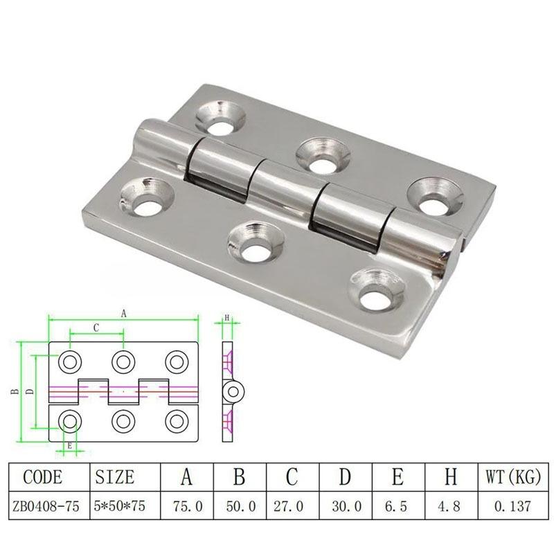 Петля для двери из литой нержавеющей стали 316/304, плоская петля, Т-образная петля с 4/6 отверстиями 76 мм, 102 мм, 152 мм, морские петли, лодочная фурнитура