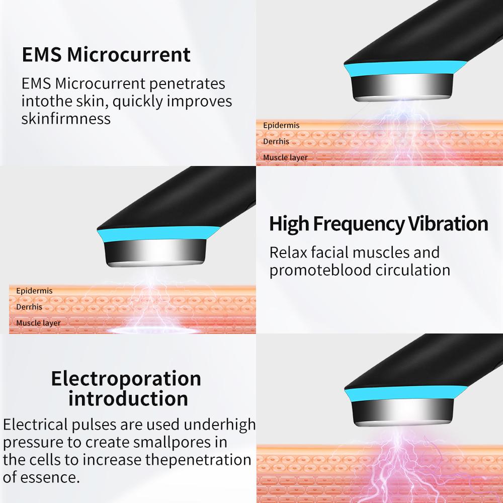 7 цветов Уход за кожей лица Антивозрастное устройство Красоты EMS Микротоковый лифтинг Массажер для лица Массажер для глаз