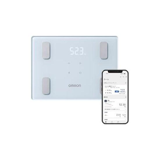Omron Body Weight Composition Monitor Karada Scan Ice Blue KRD-403T-B Smartphone Link Data Automatic Transfer Recognition Starts Measurement Just On