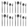20Pcs Black Dinnerware Set Knife Fork Dessert Spoon Cutlery Mirror Stainless Steel Silverware Flatware Western Kitchen Tableware