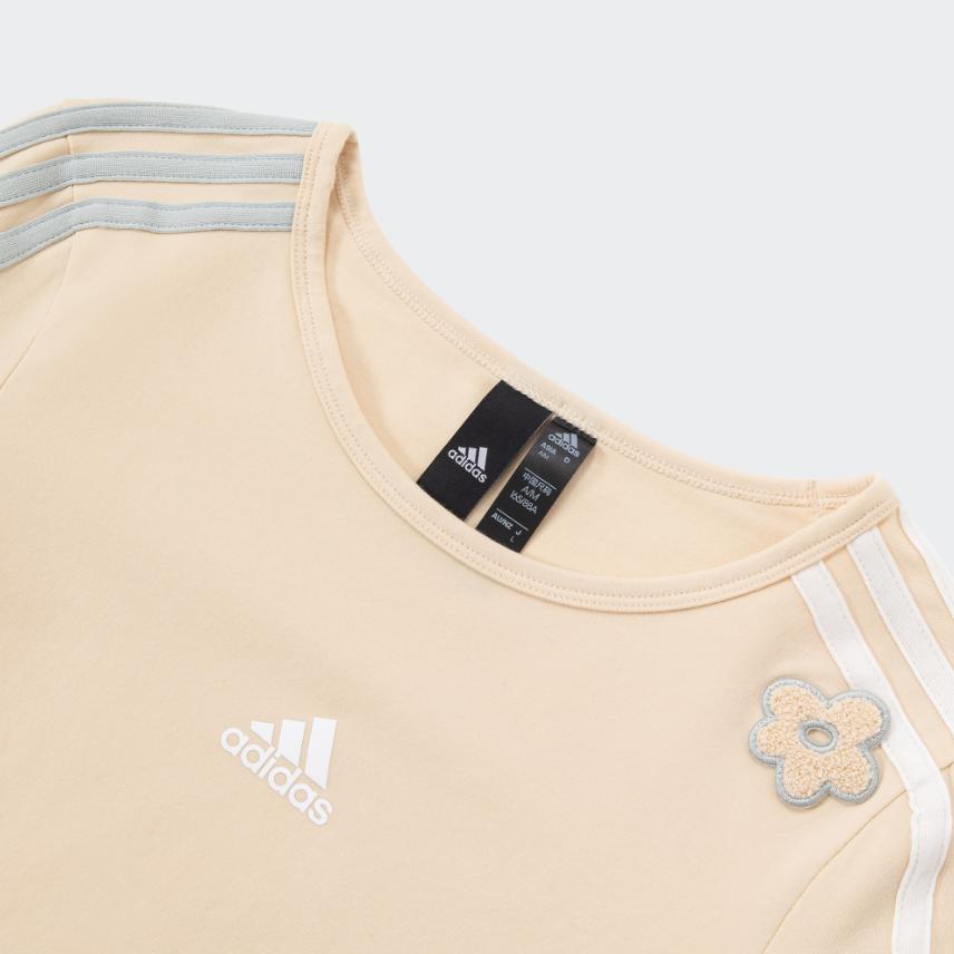 Adidas Полосатая футболка с длинным рукавом и принтом в виде букв, женская спортивная футболка Rock-Sandstorm IX5645