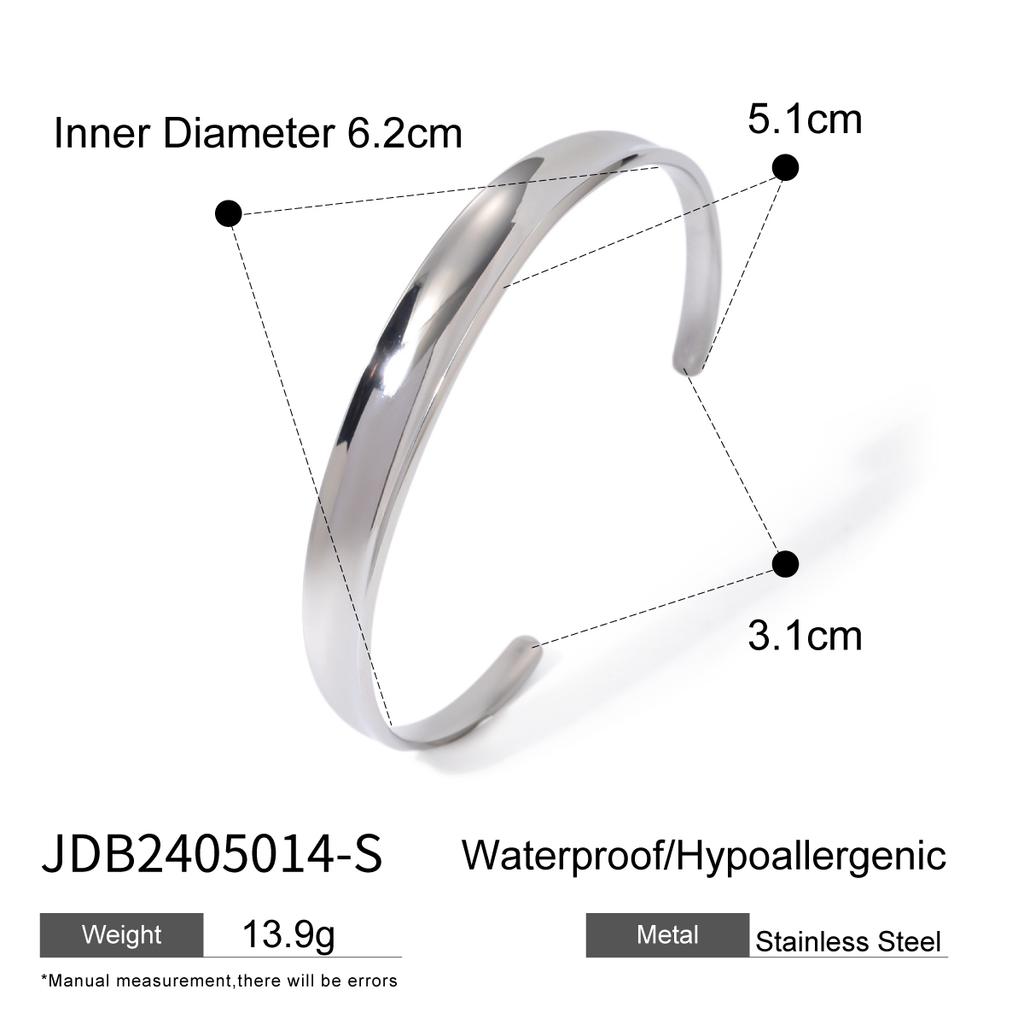 Uworld Minimalist Gold Color Tarnish Free Fashion Stainless Steel Bangle Bracelet Metal Texture Simple Open Charm Wrist Jewelry