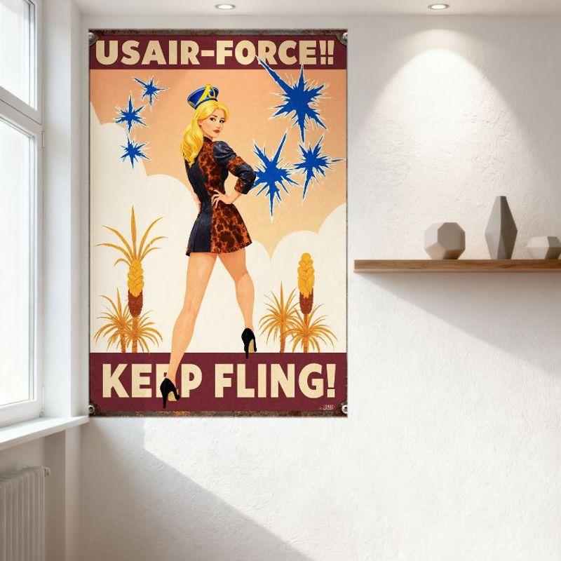Сексуальный Винтажный Металлический Знак в Стиле ВВС США Времени Второй Мировой Войны с Изображением Pin-Up Женщины Ретро Металлический Постер для Декора Стены Дома Кафе 8x12 Дюймов