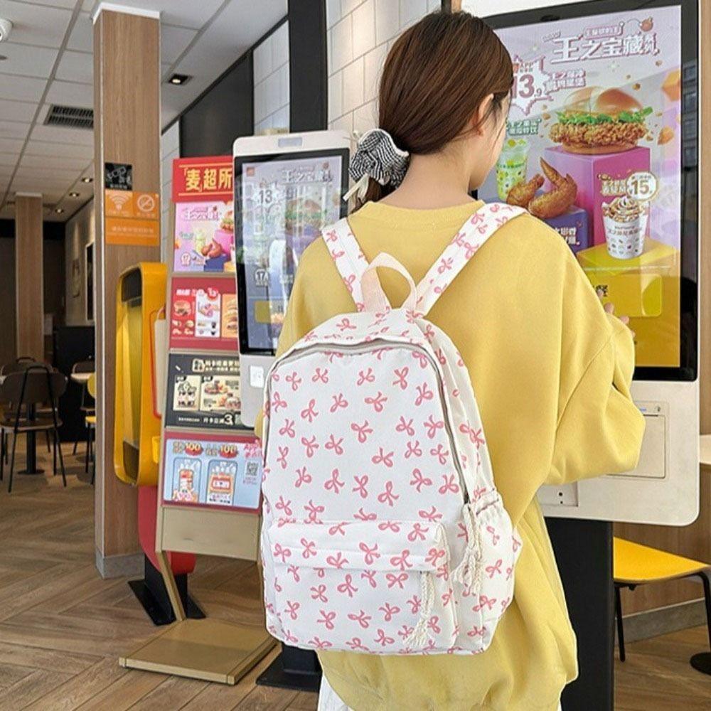 Large Capacity Bow Backpack Lightweight Teenagers Shoulder Bag Students School Bag Ladies/Girls