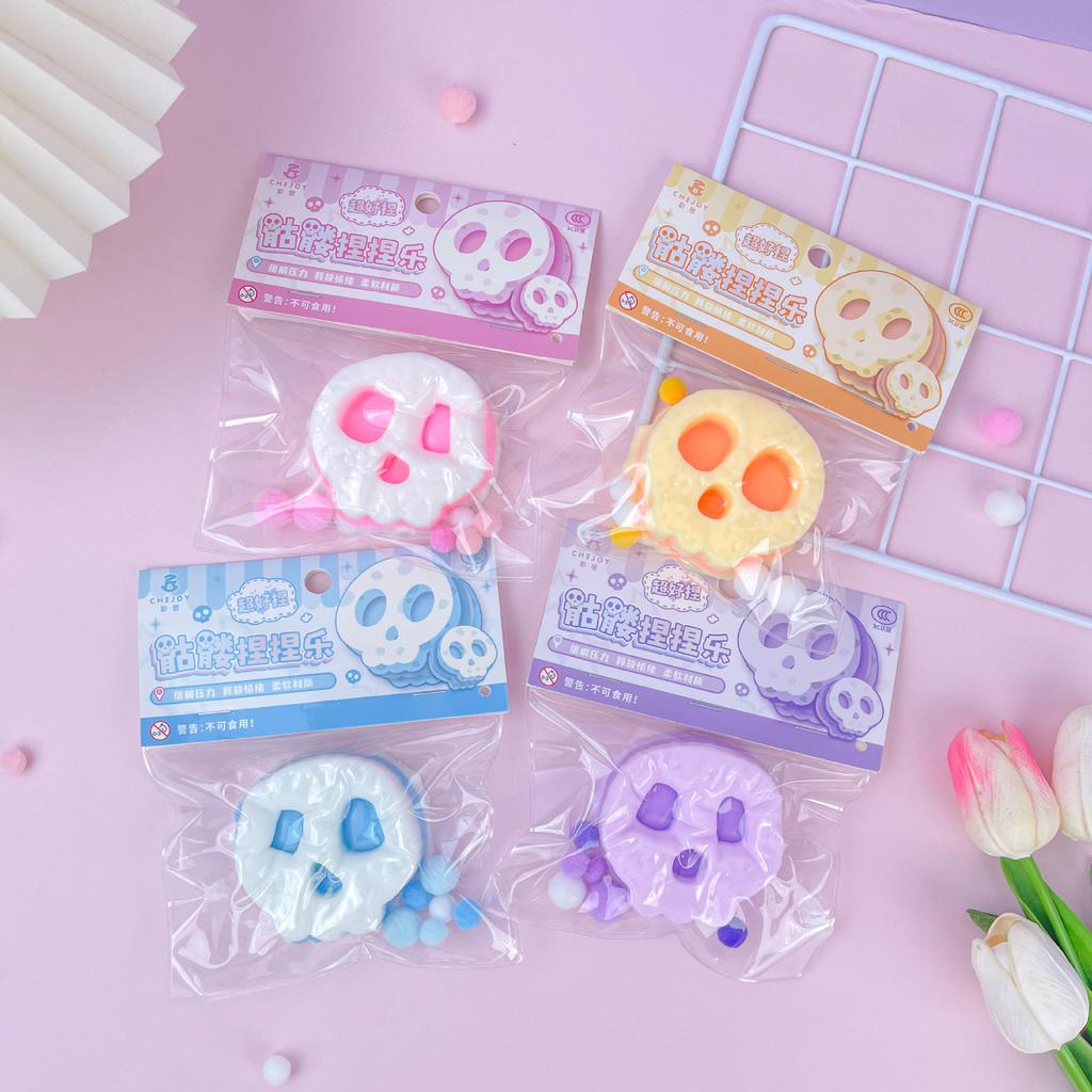Taba Squishy Kawaii Hexoween Gift Funny Cartoon Skull Three Layers Thick Biscuit Fidgeting Kids Toys Adult Funny Holiday Gifts