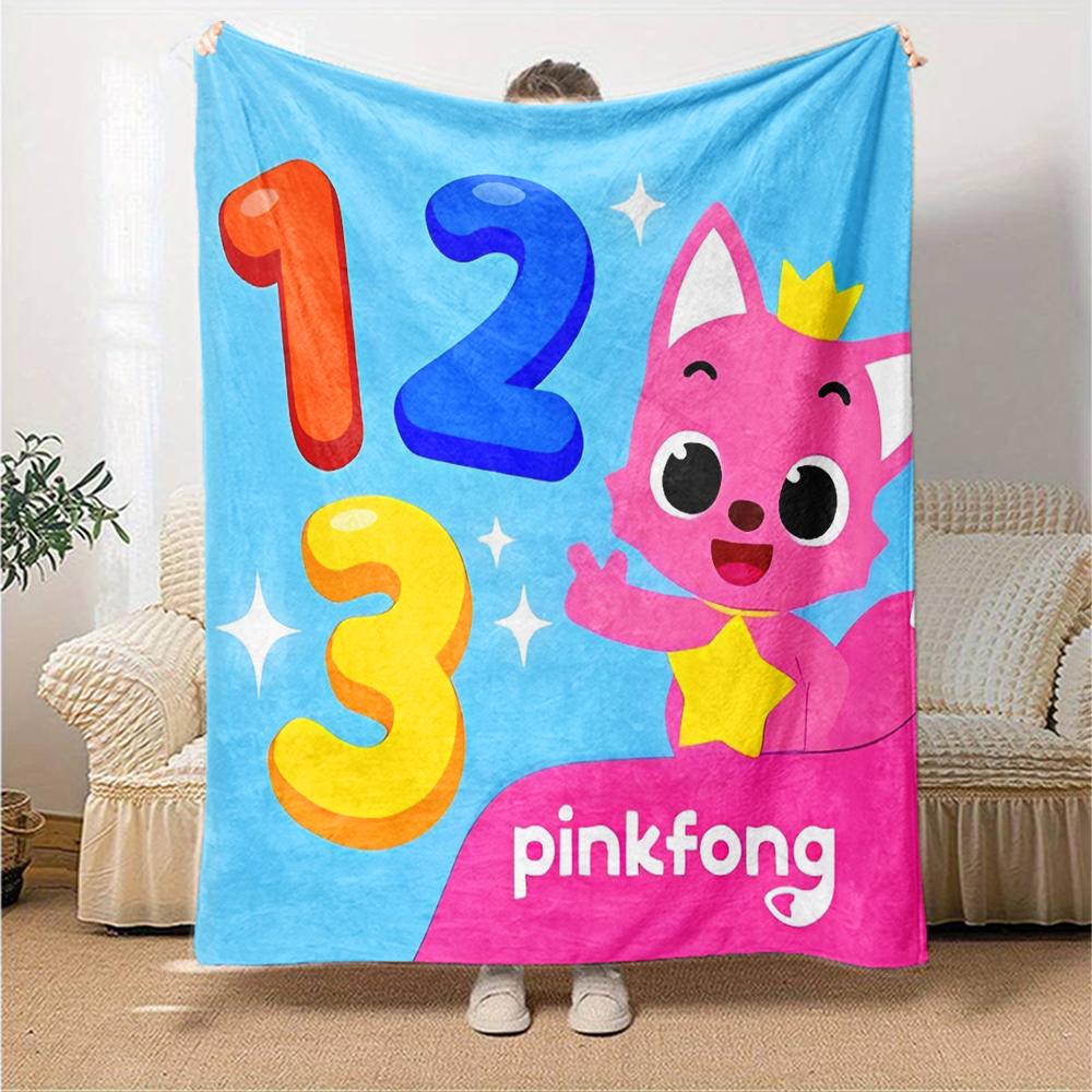 1pc Pinkfong Shark (2) Blanket, Gift, for Men and Women, Soft Blanket, Good for Sofa Bed Couch Travel, Lightweight Flannel Blanket