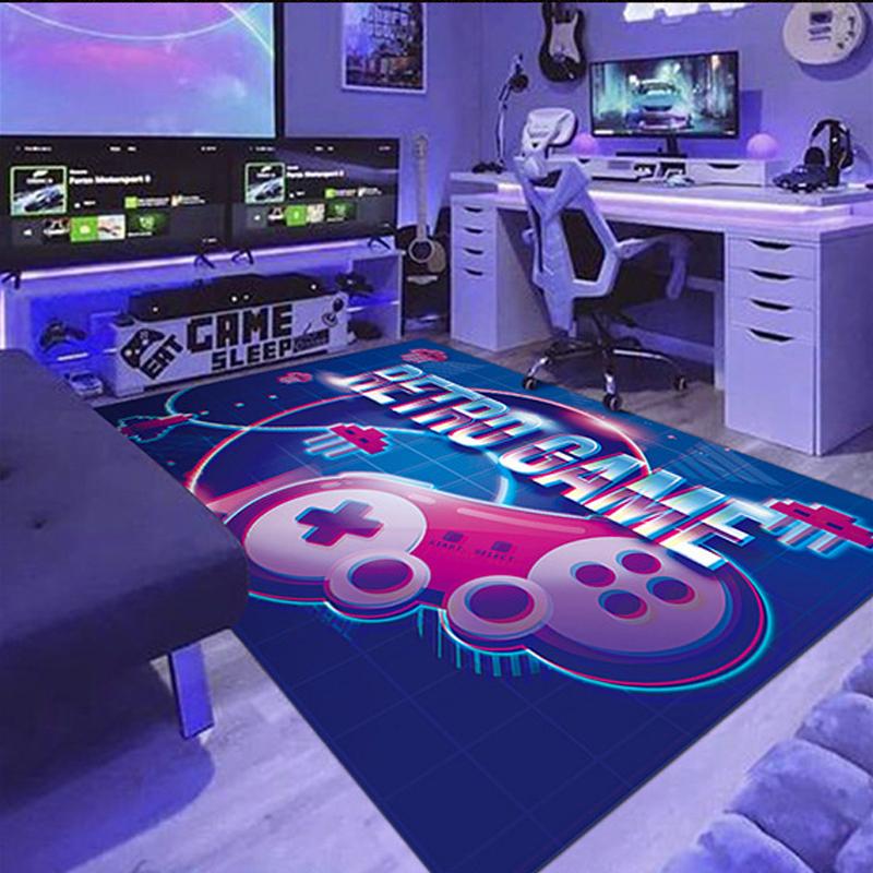 3D игровой ковер Большой ковер для киберспортивной комнаты Декор спальни мальчика Мультяшный дизайн геймпада Мягкий напольный коврик