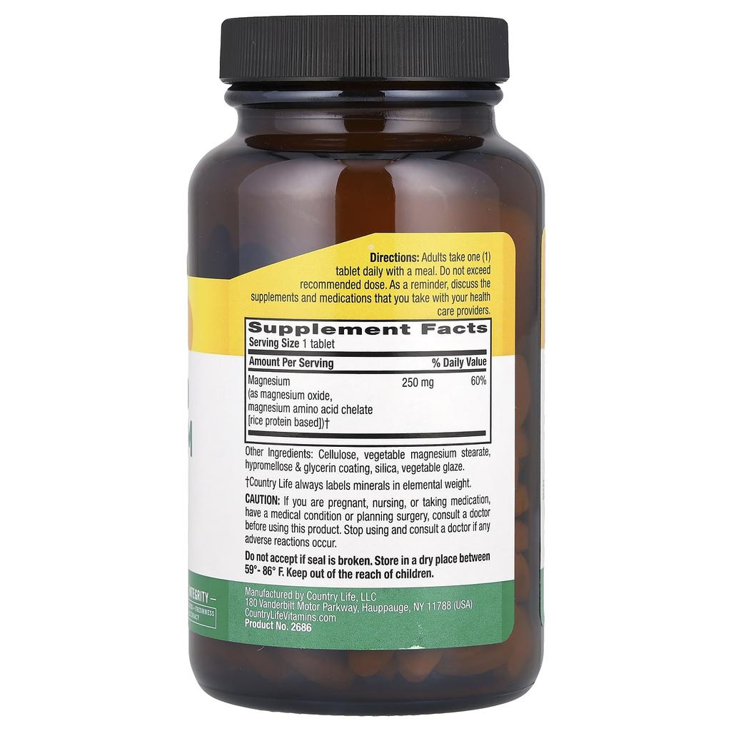 Chelated Magnesium, 250Mg, 180 Tablets