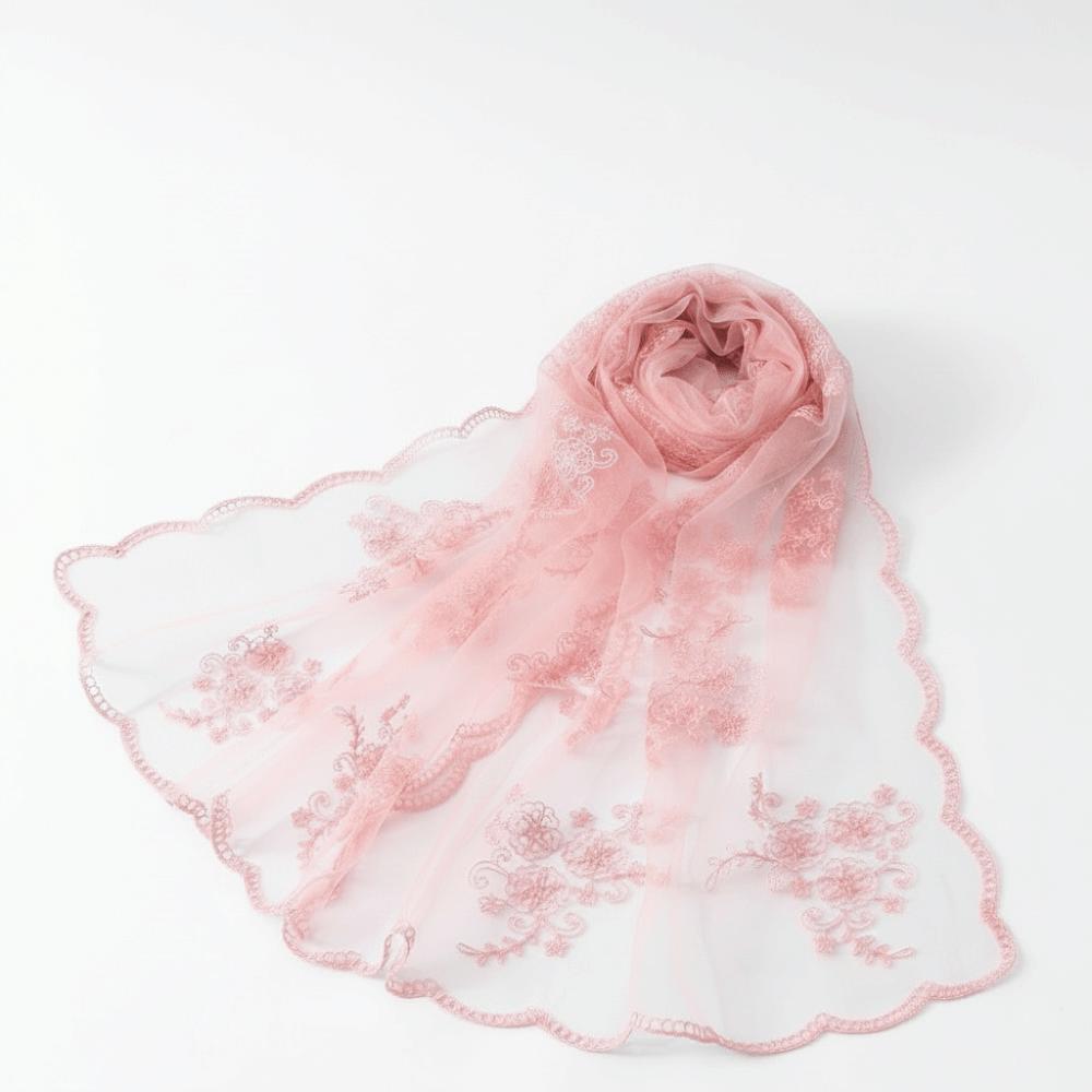 Breathable Floral Headwrap Lightweight Long Lace Scarf Neck Wrap Summer Hijab Travel Photoshoot