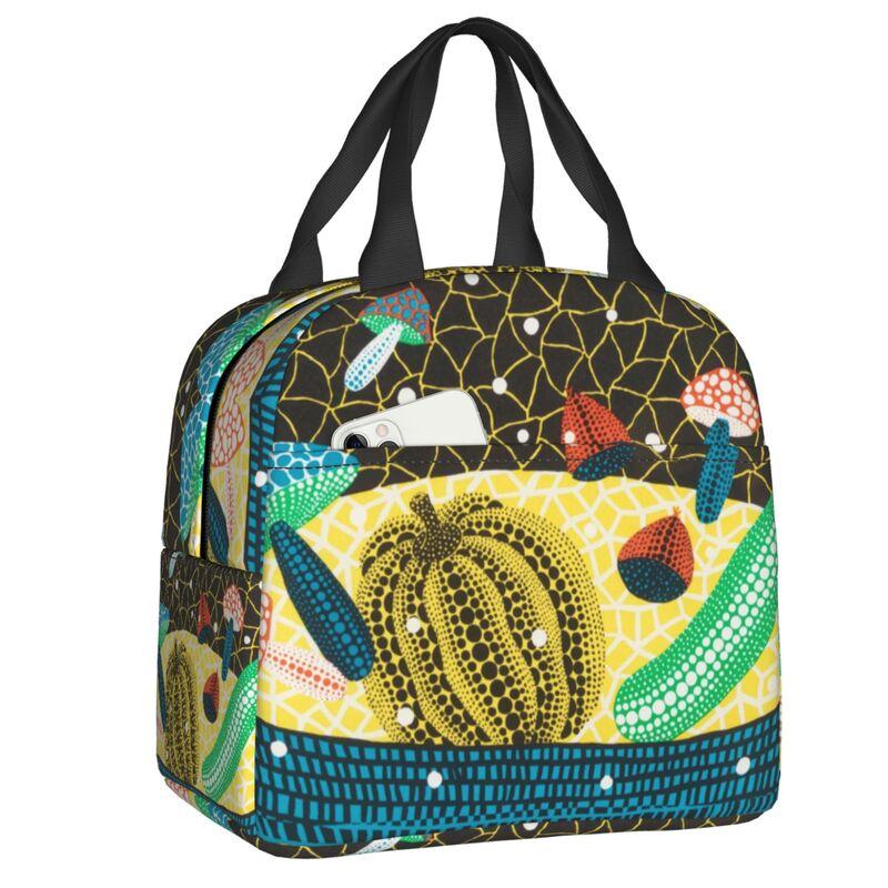 Custom Yayoi Kusama Self-Portrait Insulated Lunch Bags for Camping Travel Dot Leakproof Cooler Thermal Lunch Box Women Children