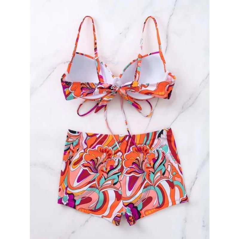 Printed Female Swimsuit High Waist Bikini Women Swimwear Two-piece Bikini Set With Bra Cup Bather Bathing Suit Swim