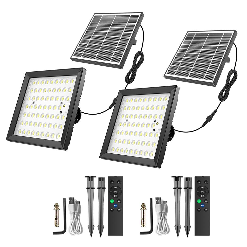 Настенный светильник на солнечной энергии, газонная лампа, внутренние и уличные солнечные настенные светильники, 124 светодиода * 2 с пультом дистанционного управления