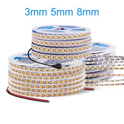 Светодиодная лента 5V DC, ширина 3мм 5мм 8мм, 2835, 120 светодиодов/м, 1 светодиод на рез, гибкая лента, IP20, не водонепроницаемая, теплый, натуральный, холодный белый, 1м-5м