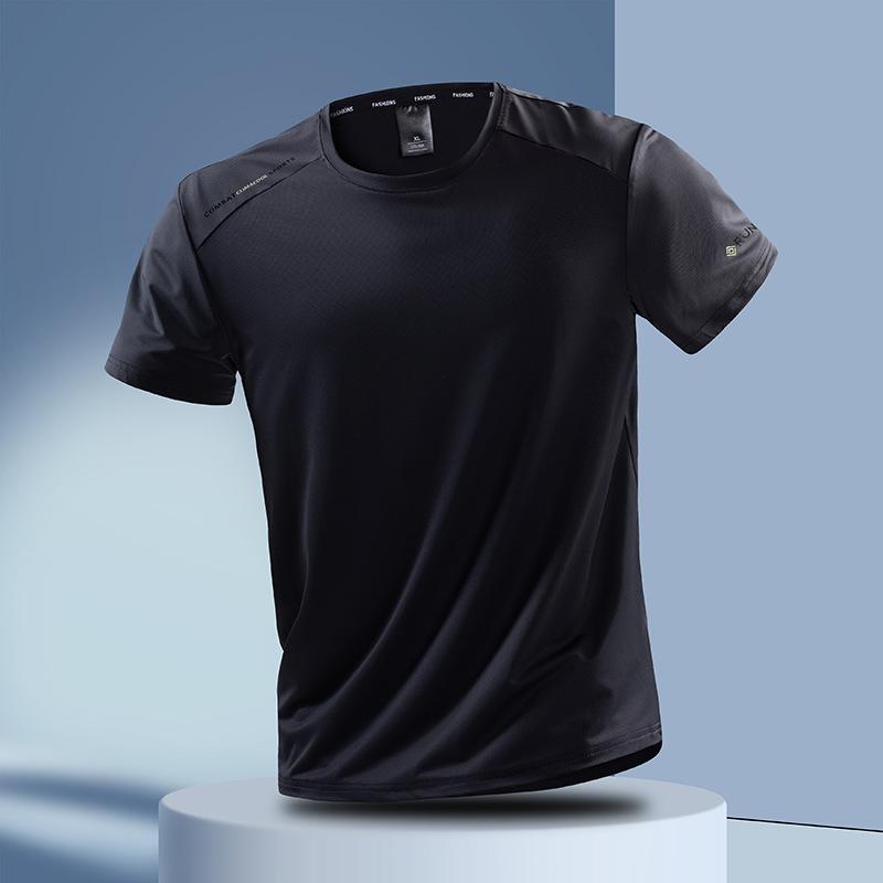 Летняя эластичная футболка с коротким рукавом из ледяного шелка, повседневная универсальная футболка