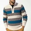 Men Knitted Sweater Color Block Zippered Half Turtleneck Pullover Tops Long Sleeve Half-Zipper Casual Pullover Tops