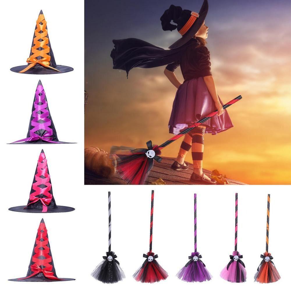 3D Halloween Broom Ornaments Cartoon Witch Dress Up Ornaments Festival Atmosphere