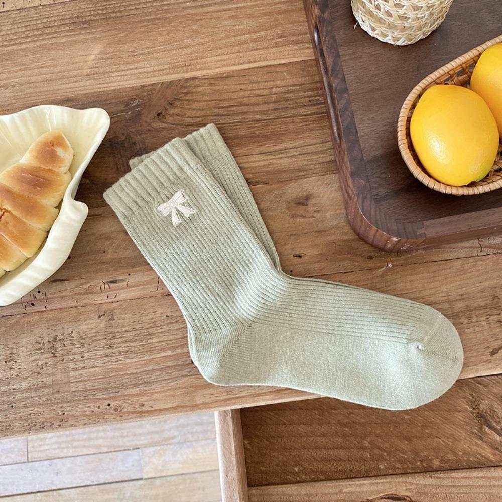 Thickened Women's Mid-Calf Socks Warm Seamless Socks Fashion Bow Knot Socks  for Women Girls