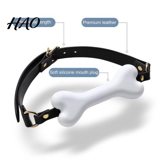 Dog Bone Shape Mouth Gag Bondage Gag, Breathable Ball with Adjustable Strap Couple Interactive Accessory for Couples, Adult BDSM Role Play Toy