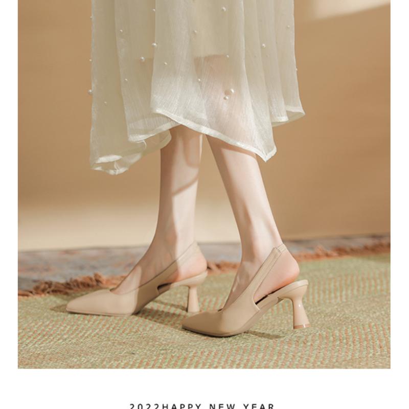 Мода 2024 года, лето, новые внешние сандалии с острым носком, женские простые и универсальные, удобные, легкие, однотонные туфли